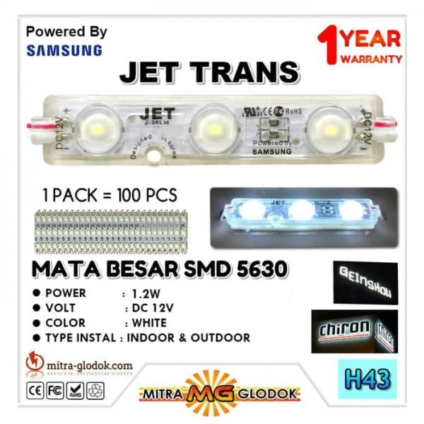 LED Module JET Samsung SMD 5630 Transparant | 3 Mata - White